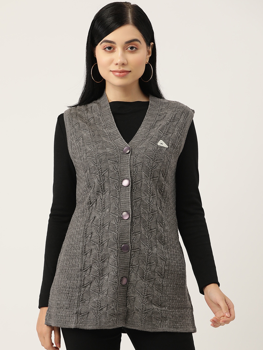 

Monte Carlo Women Grey Floral Cardigan