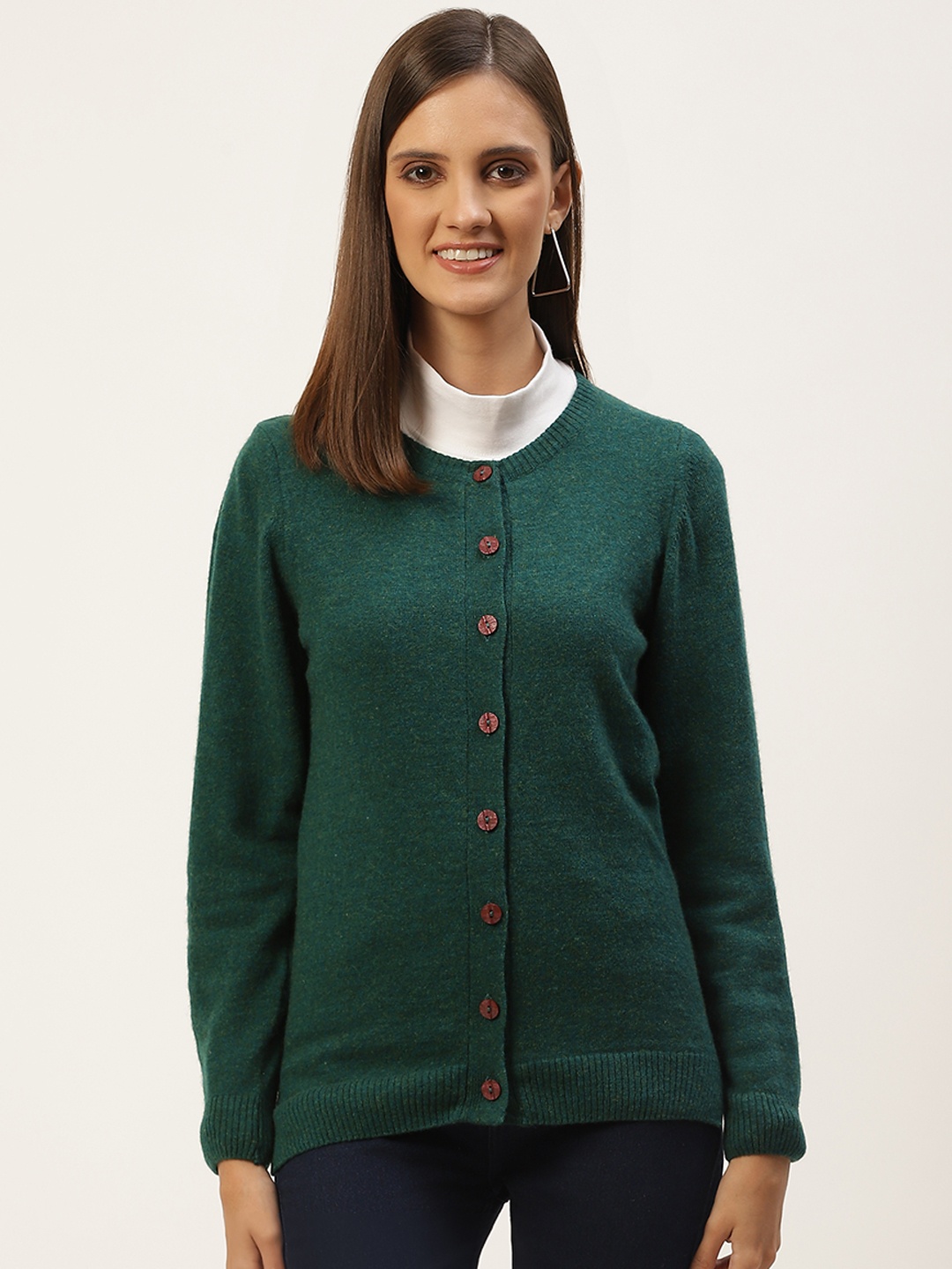 

Monte Carlo Women Green Solid Cardigan