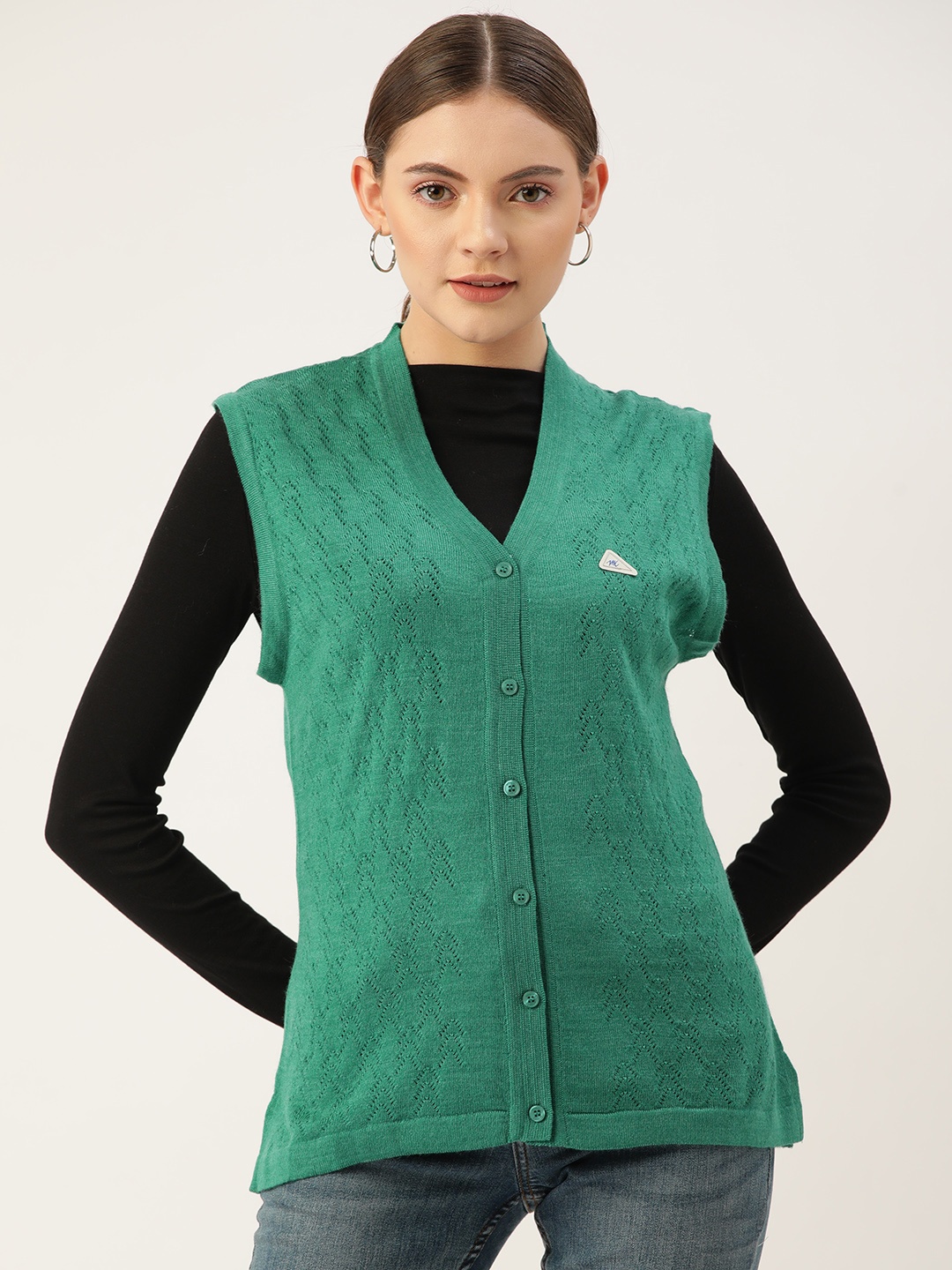 

Monte Carlo Women Green Self Design Cardigan