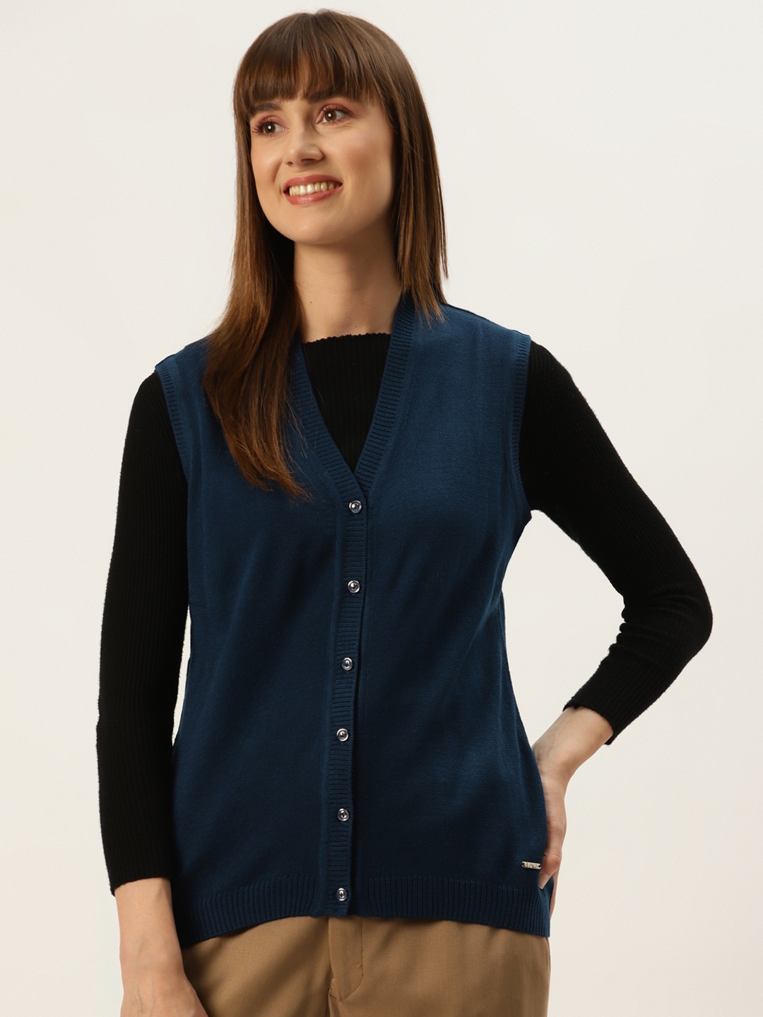 

Monte Carlo Women Blue Solid Cardigan