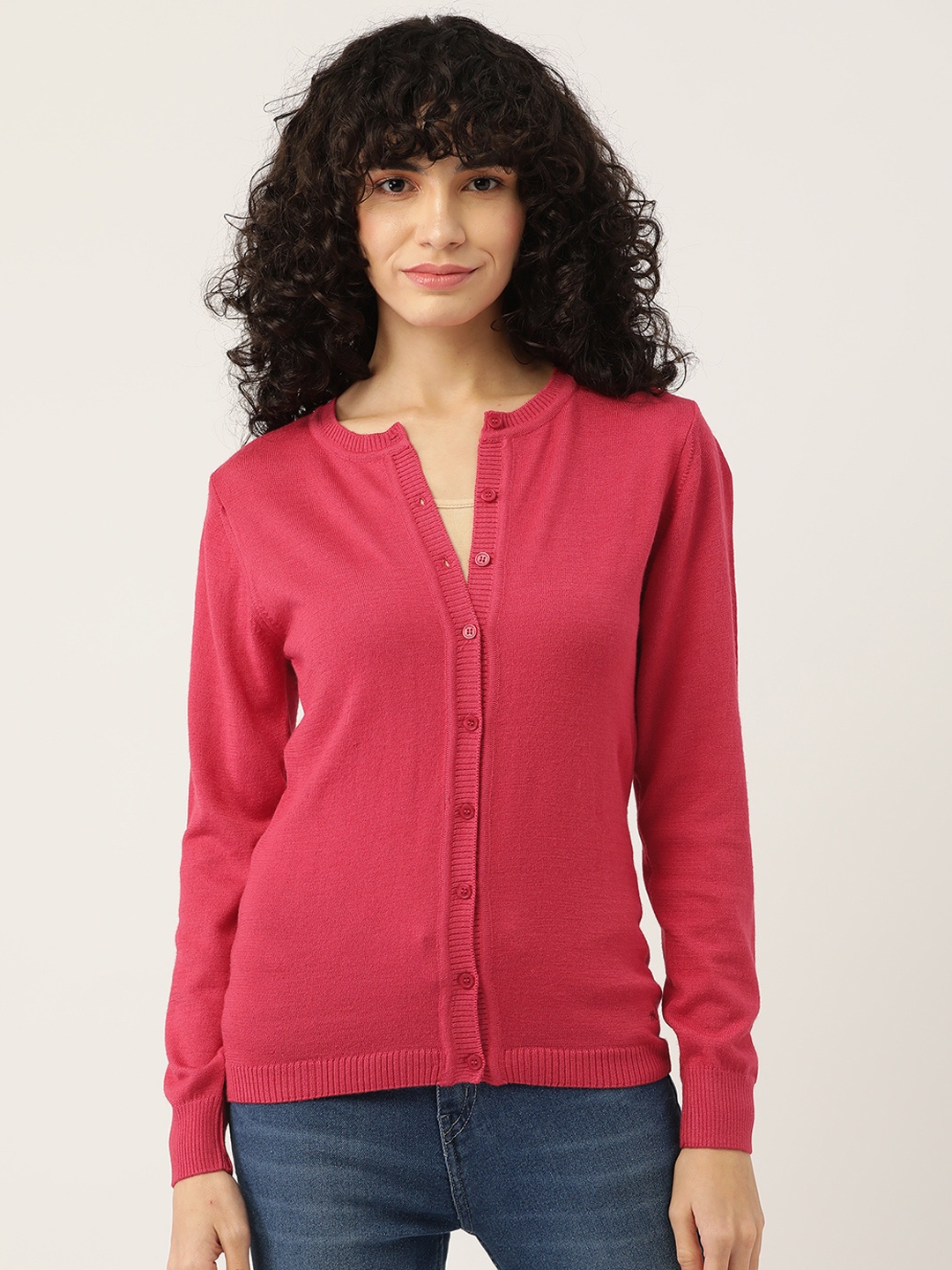 

Monte Carlo Women Pink Solid Cardigan