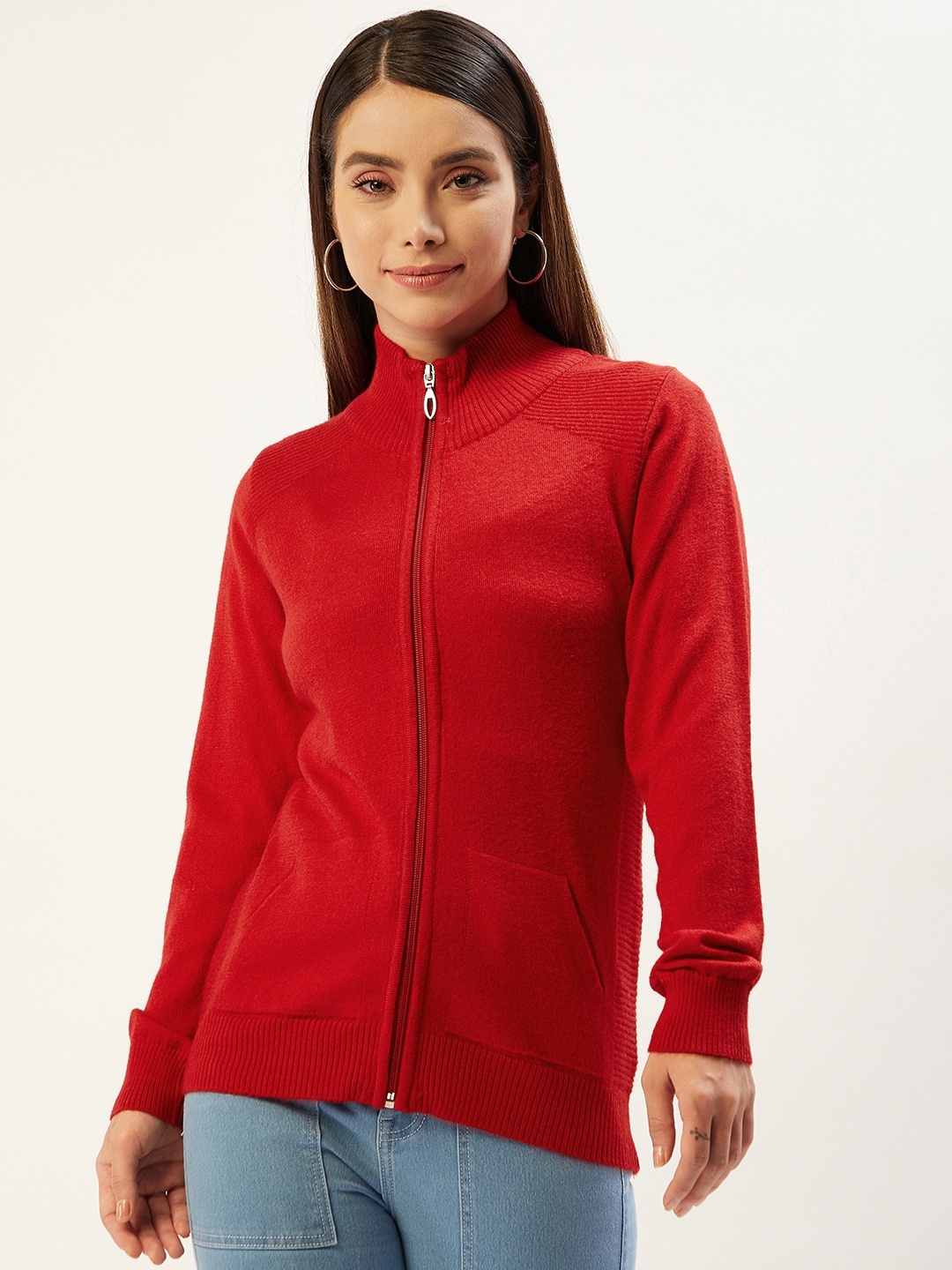 

Monte Carlo Women Red Solid Cardigan