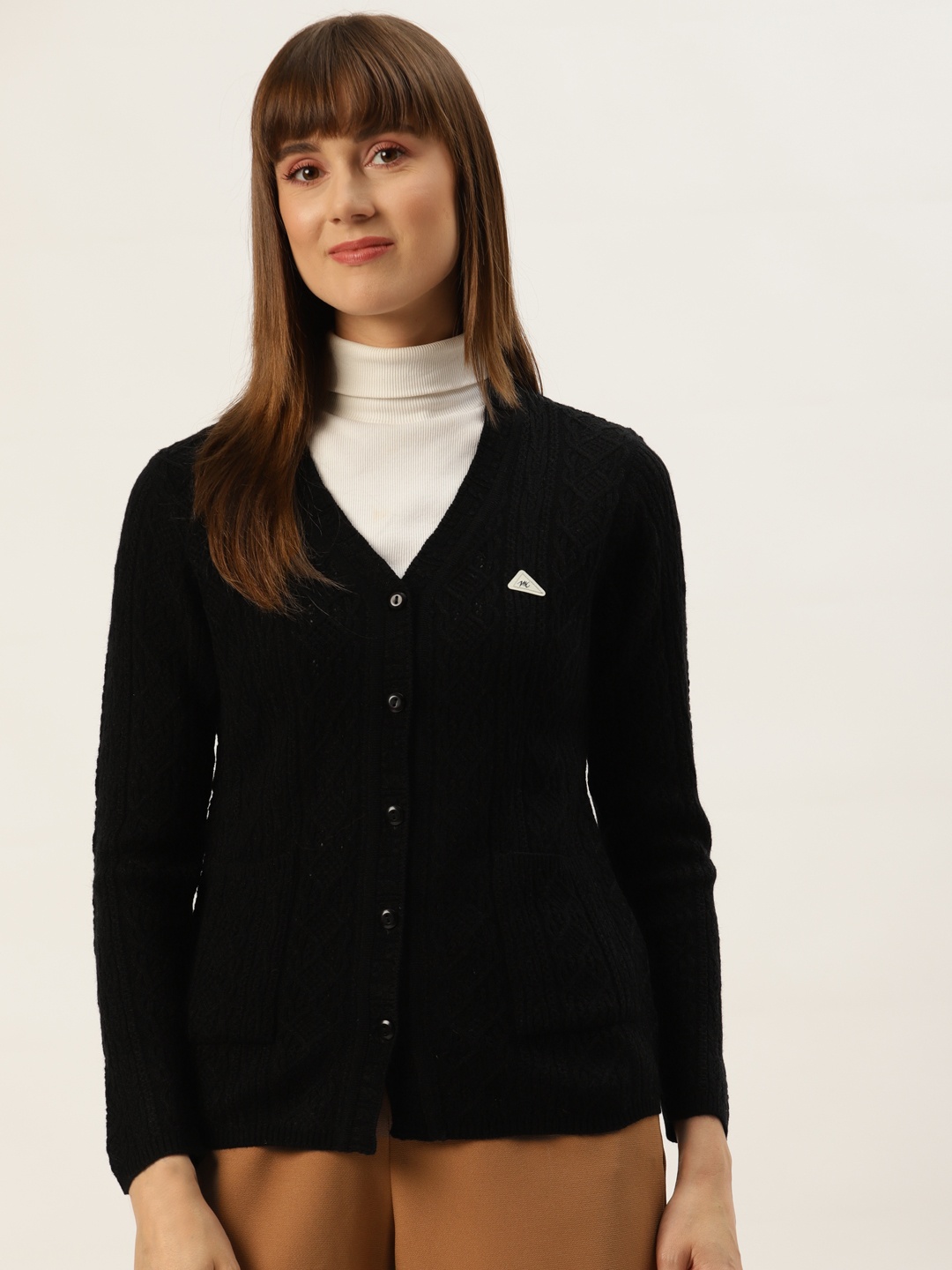 

Monte Carlo Women Black Cable Knit Cardigan