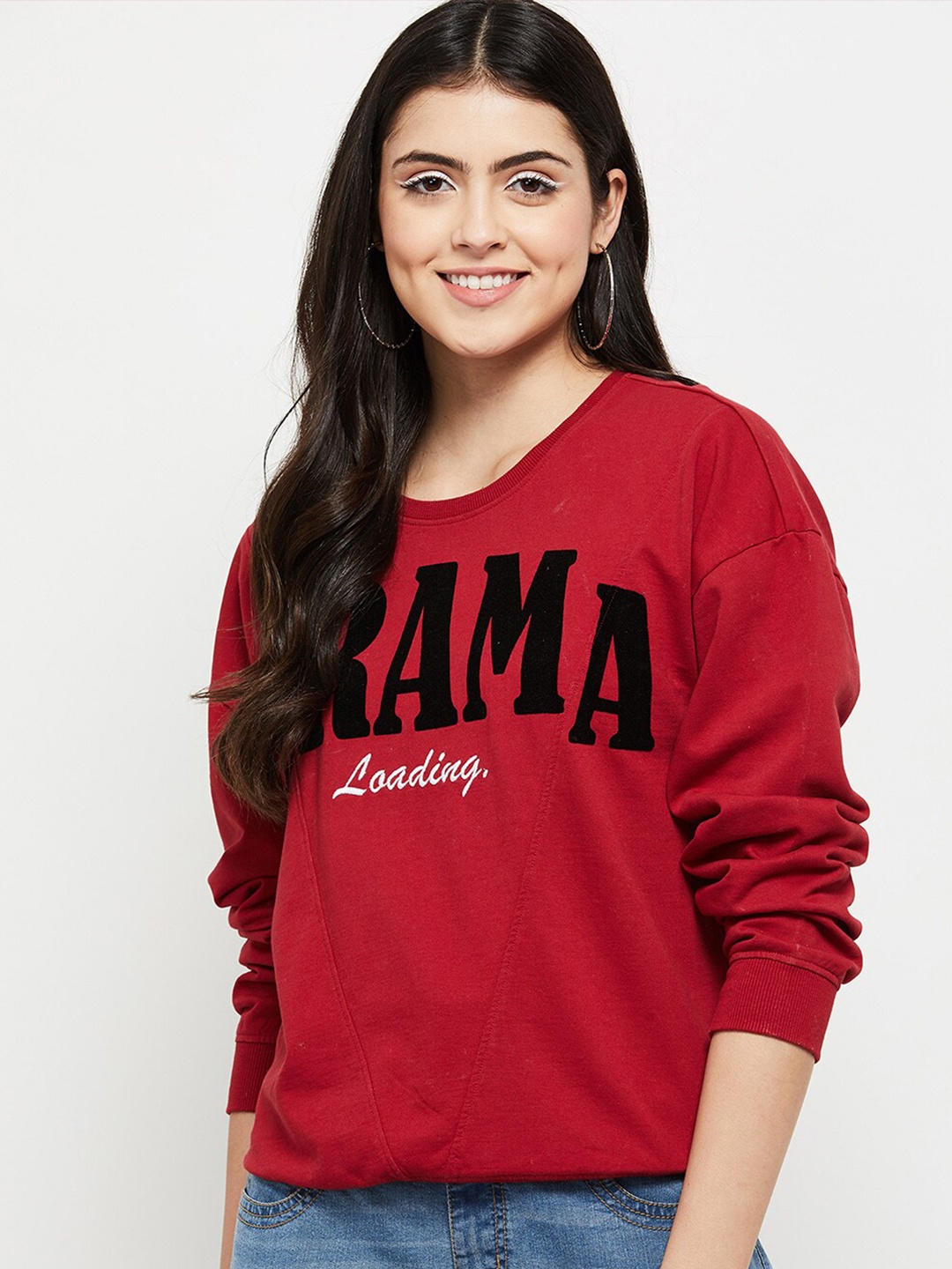 

max Women Red Printed Sweatshirt
