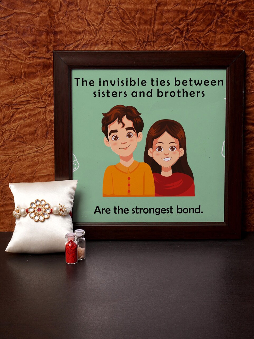 

Crazy Corner Red & White Rakhi With Photo Frame & Roli Chawal