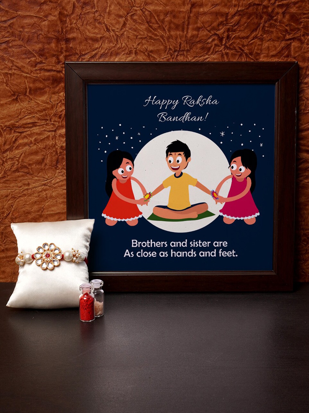 

Crazy Corner Multicolored Beaded Rakhi & Photo Frame Combo, Multi
