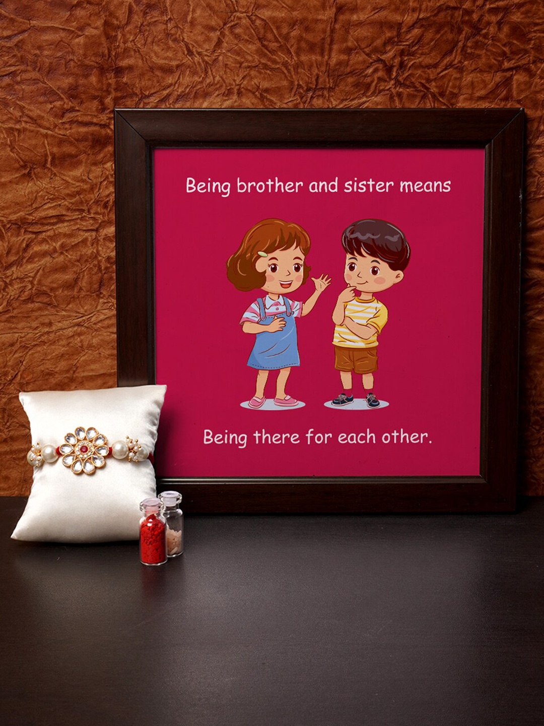 

Crazy Corner Red Rakhi & Photo Frame Combo with Roli Chawal