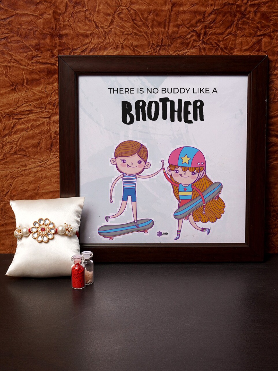 

Crazy Corner Multicolored Rakhi & Photo Frame Combo with Roli Chawal, Multi