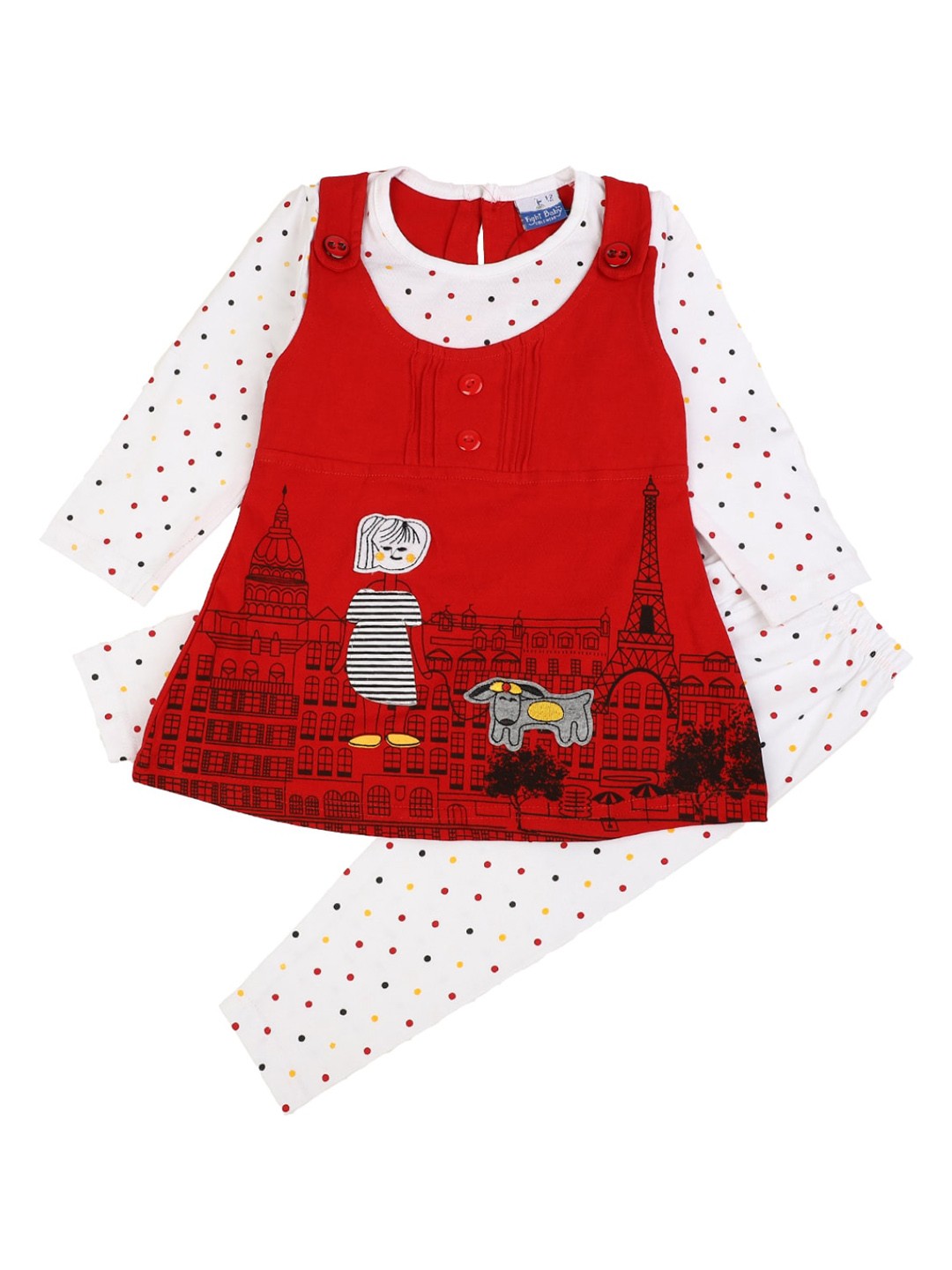 

V-Mart Unisex Kids Red & White Printed T-shirt with Pyjamas