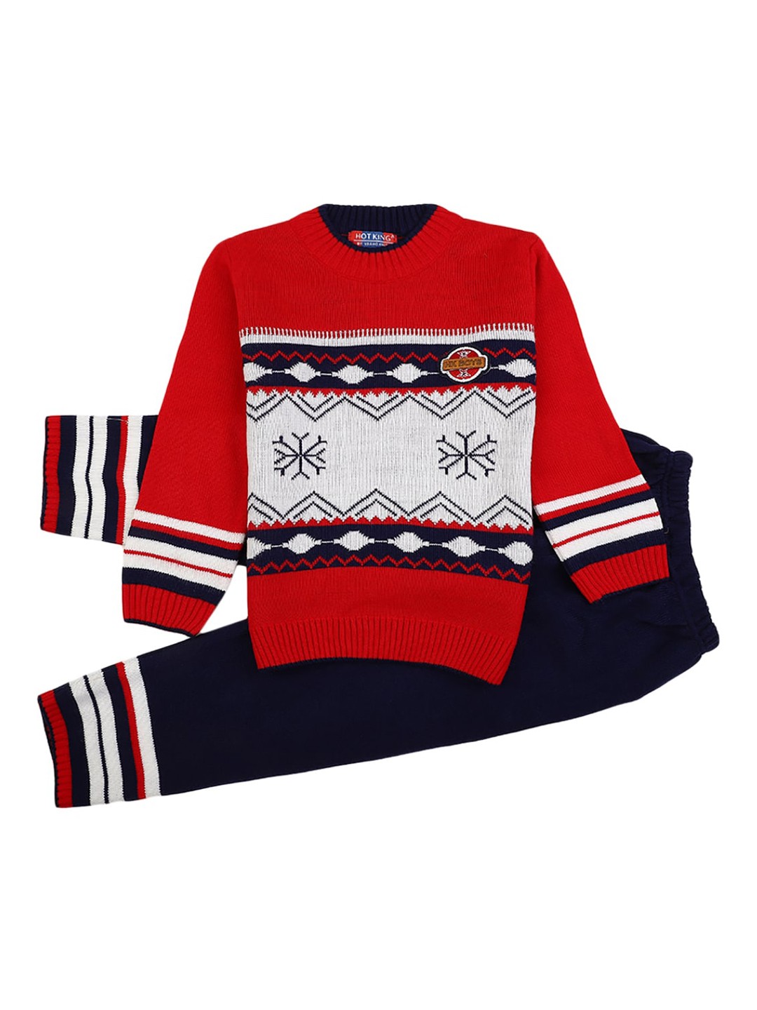 

V-Mart Unisex Kids Red & White Printed T-shirt with Trousers