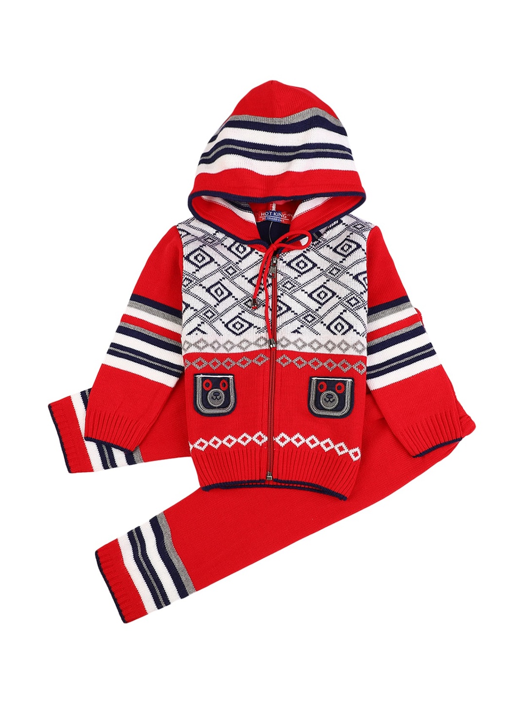

V-Mart Unisex Kids Red & White T-shirt with Pyjamas