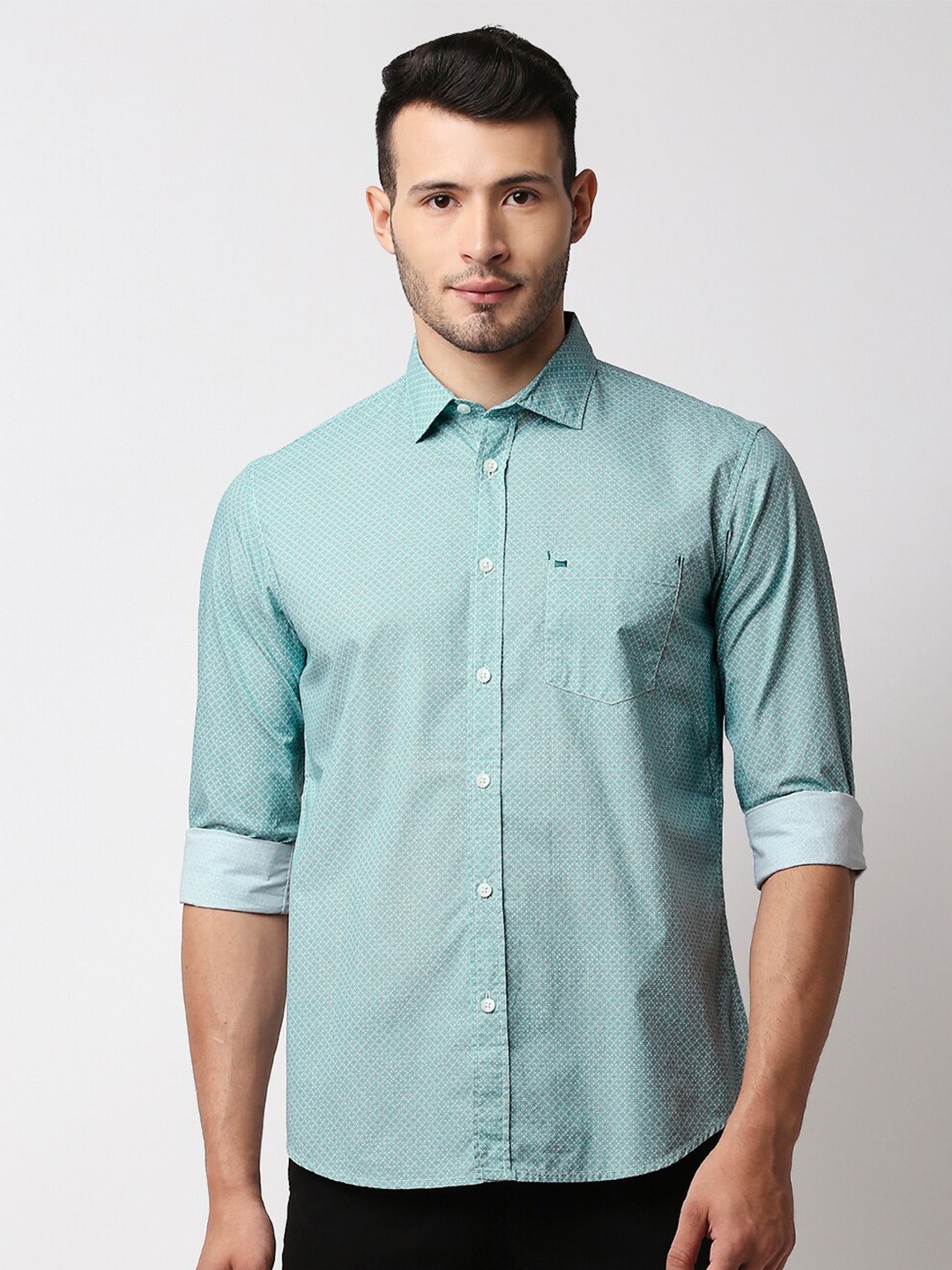 

Basics Men Teal Slim Fit Casual Shirt