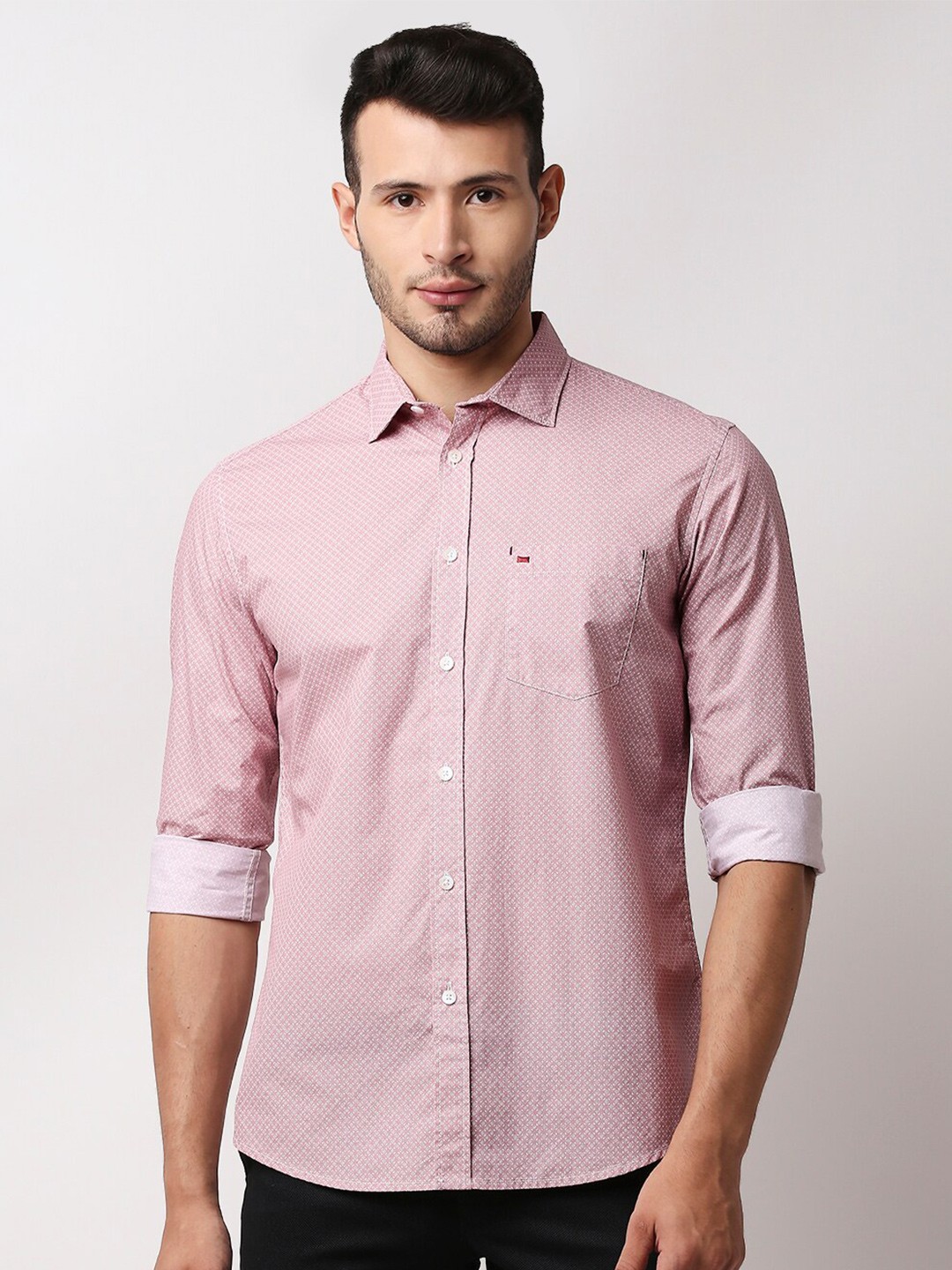 

Basics Men Pink Slim Fit 100% Cotton Casual Shirt