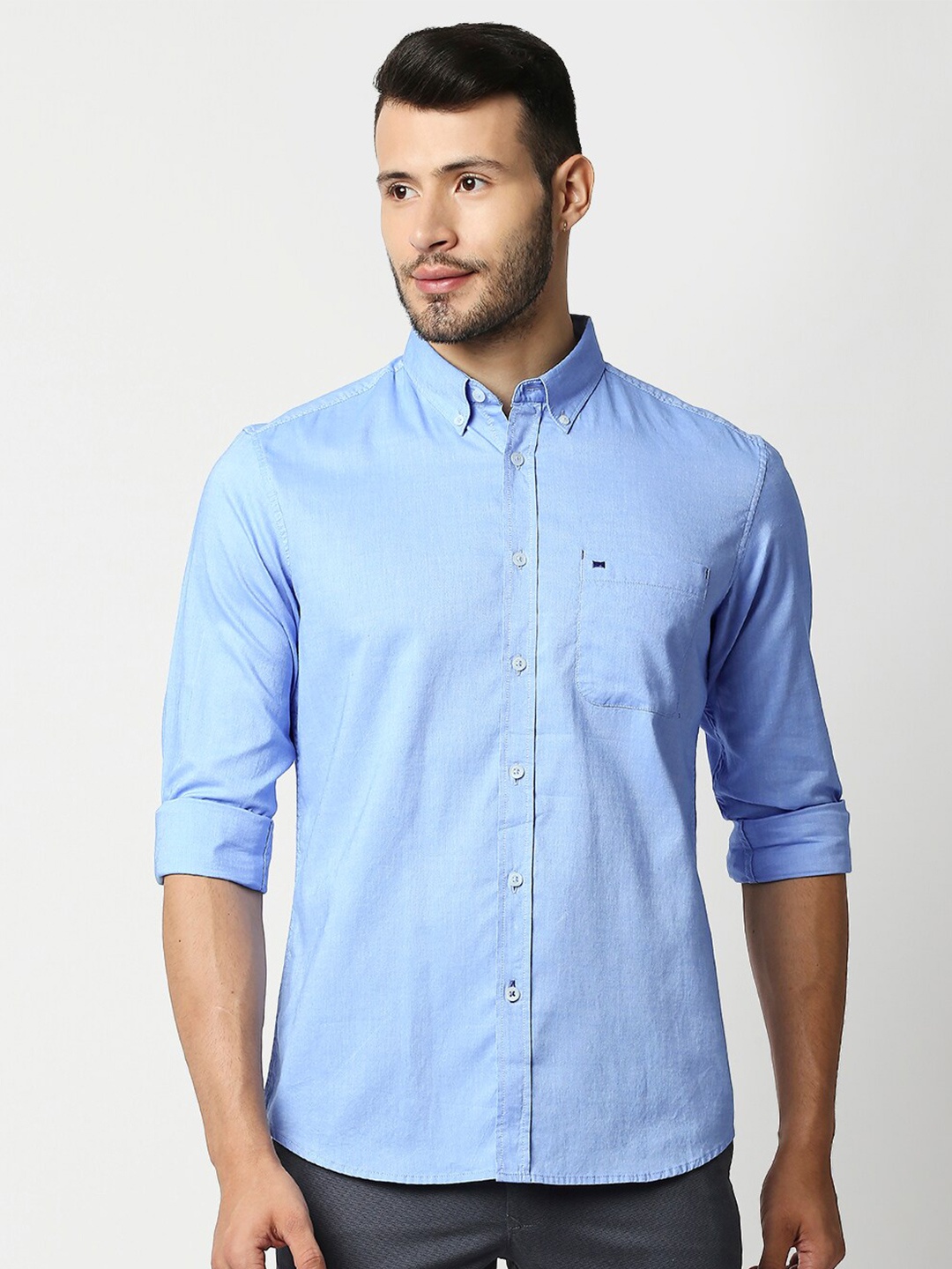 

Basics Men Blue Slim Fit Casual Shirt