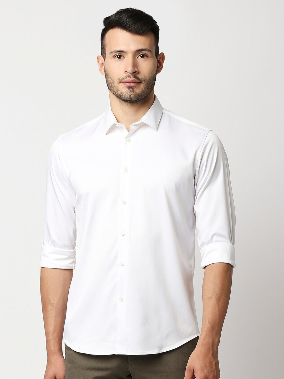 

Basics Men White Slim Fit Casual Shirt