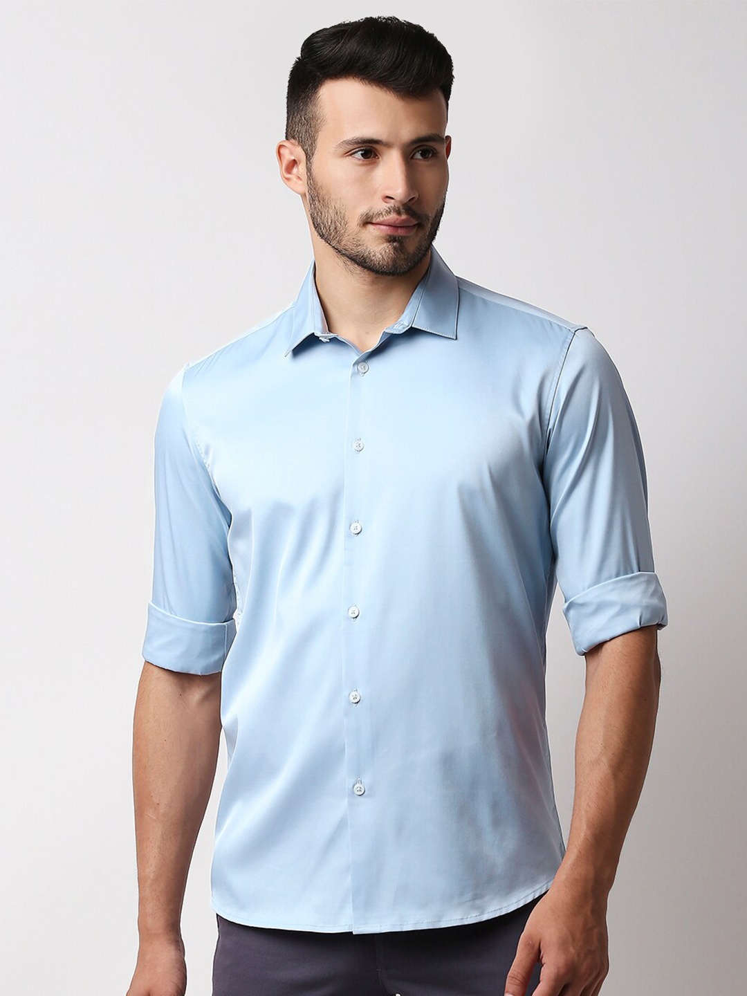 

Basics Men Blue Slim Fit Casual Shirt