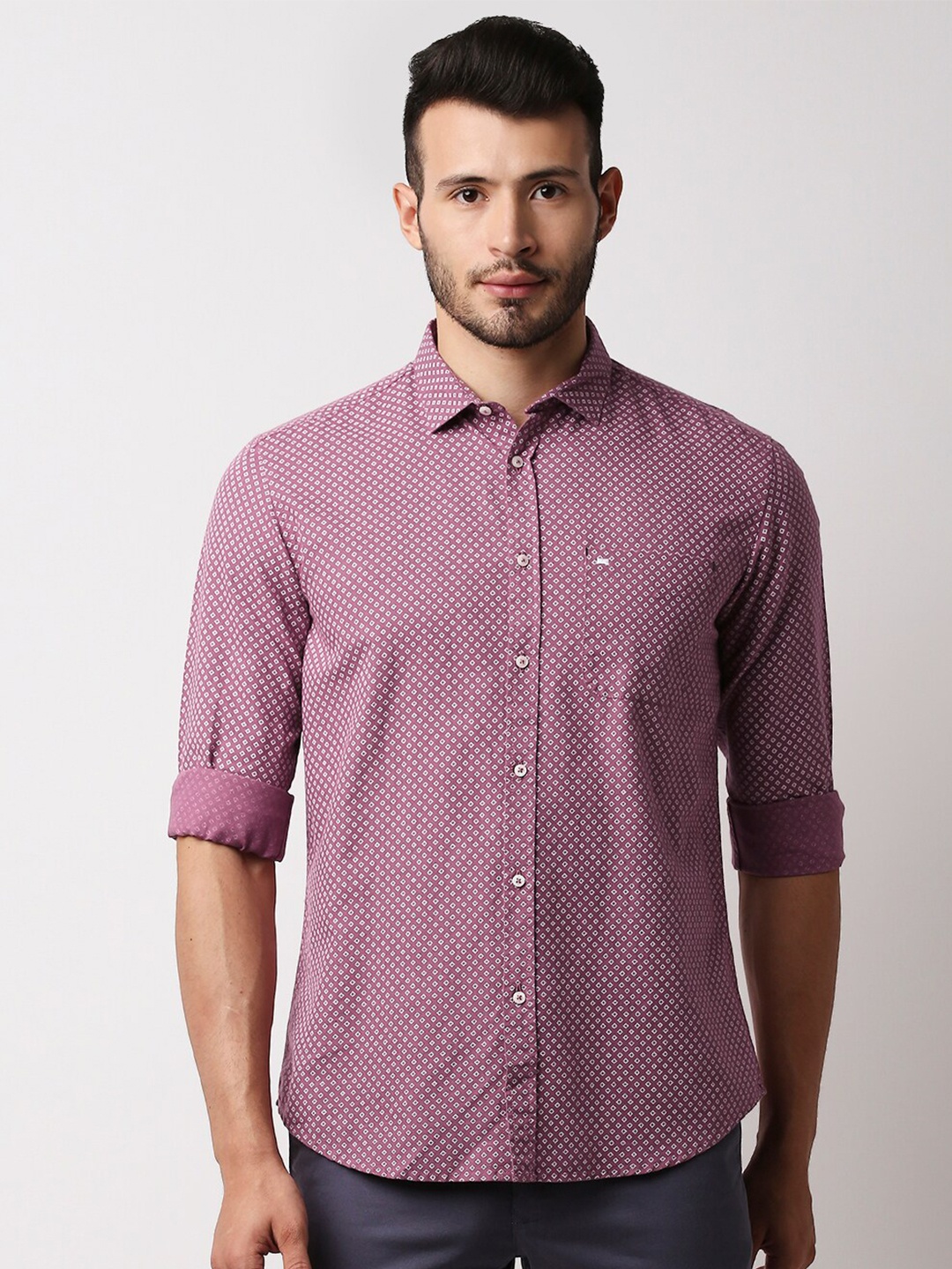 

Basics Men Pink Slim Fit Casual Shirt