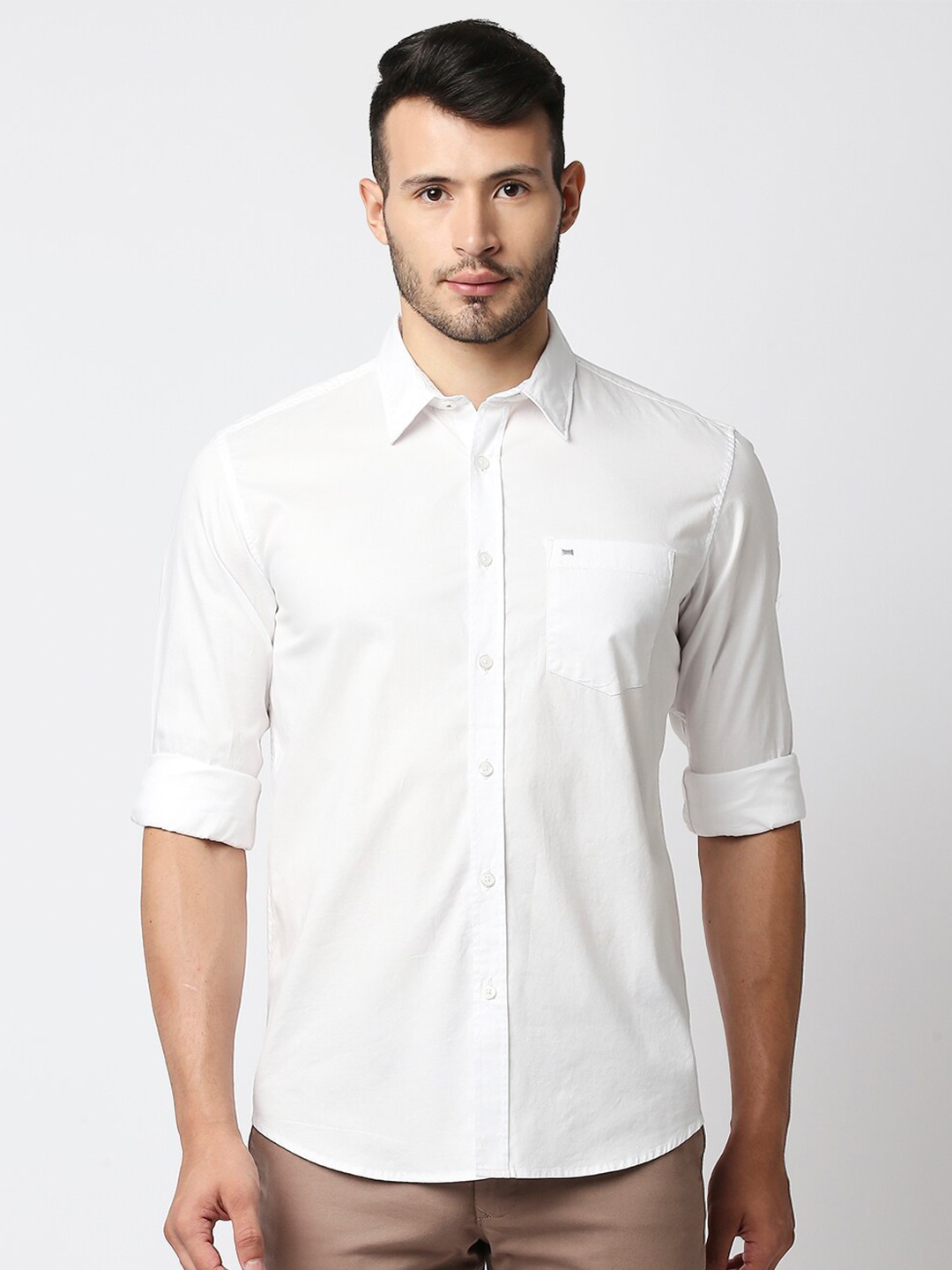 

Basics Men White Slim Fit Casual Shirt