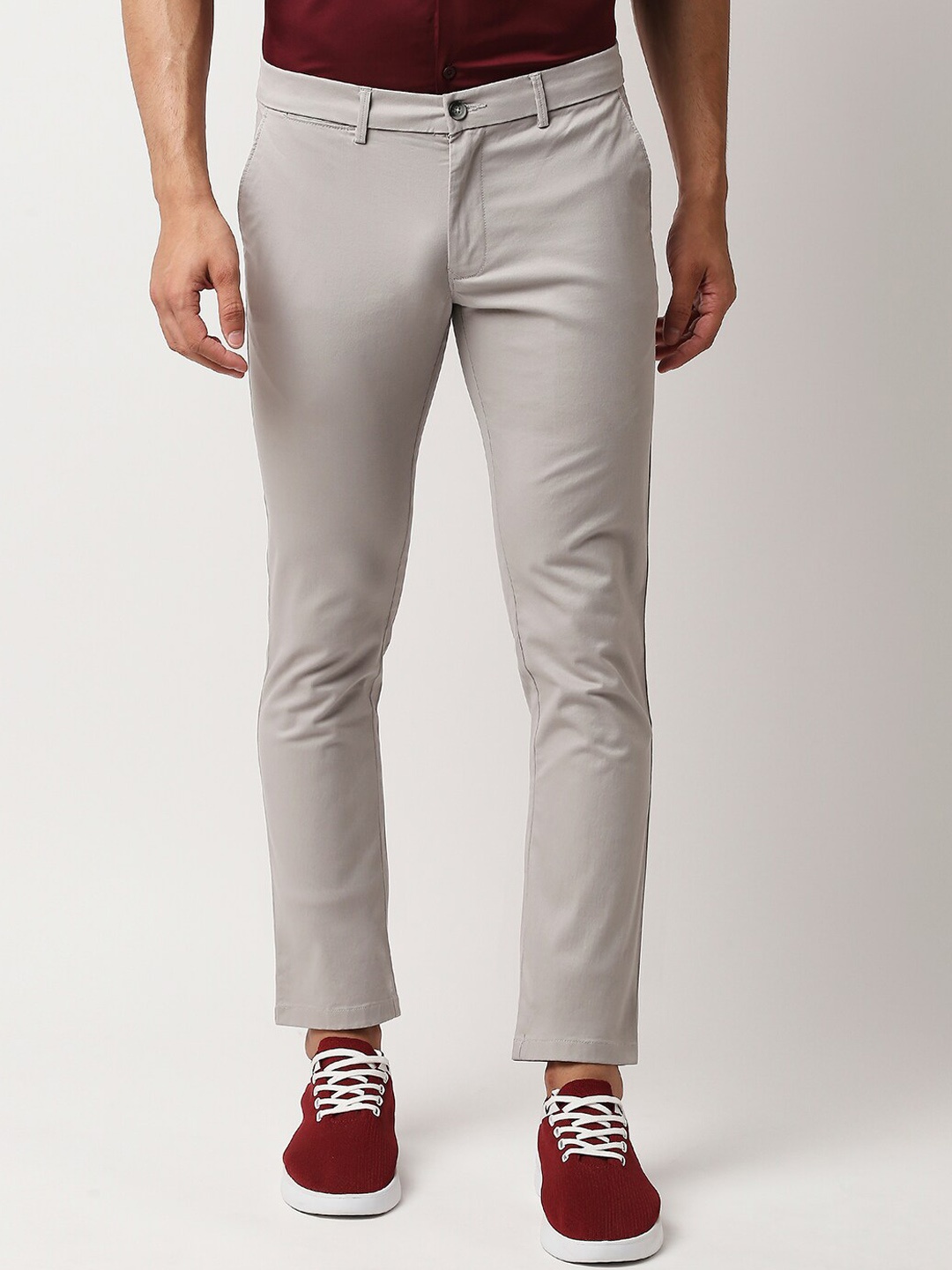

Basics Men Grey Tapered Fit Trousers
