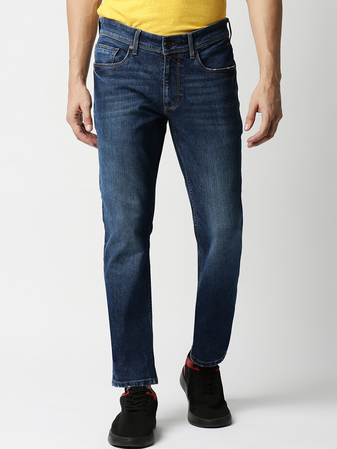 

Basics Men Navy Blue Skinny Fit Low-Rise Light Fade Stretchable Jeans