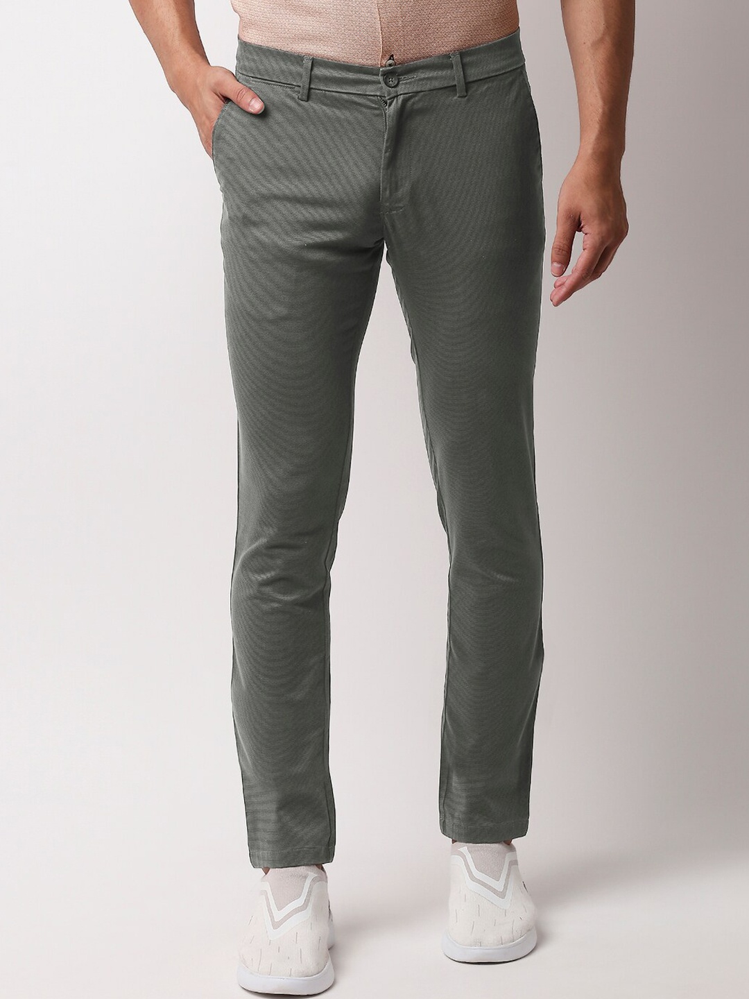

Basics Men Grey Tapered Fit Trousers