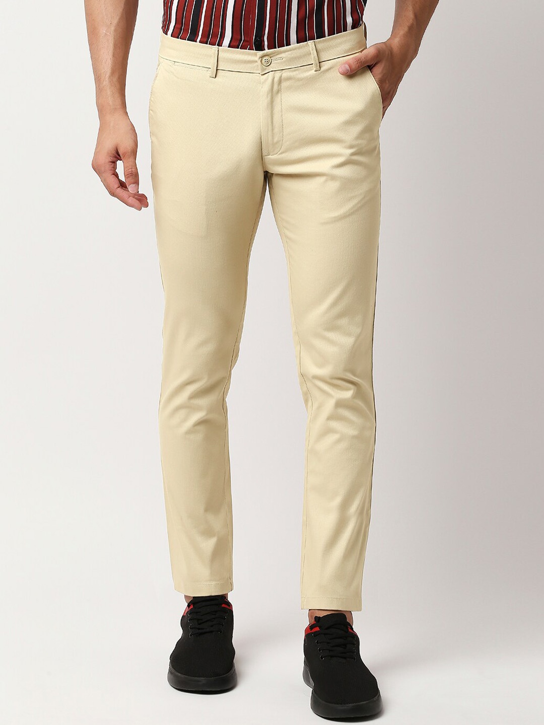 

Basics Men Khaki Tapered Fit Chinos Trousers