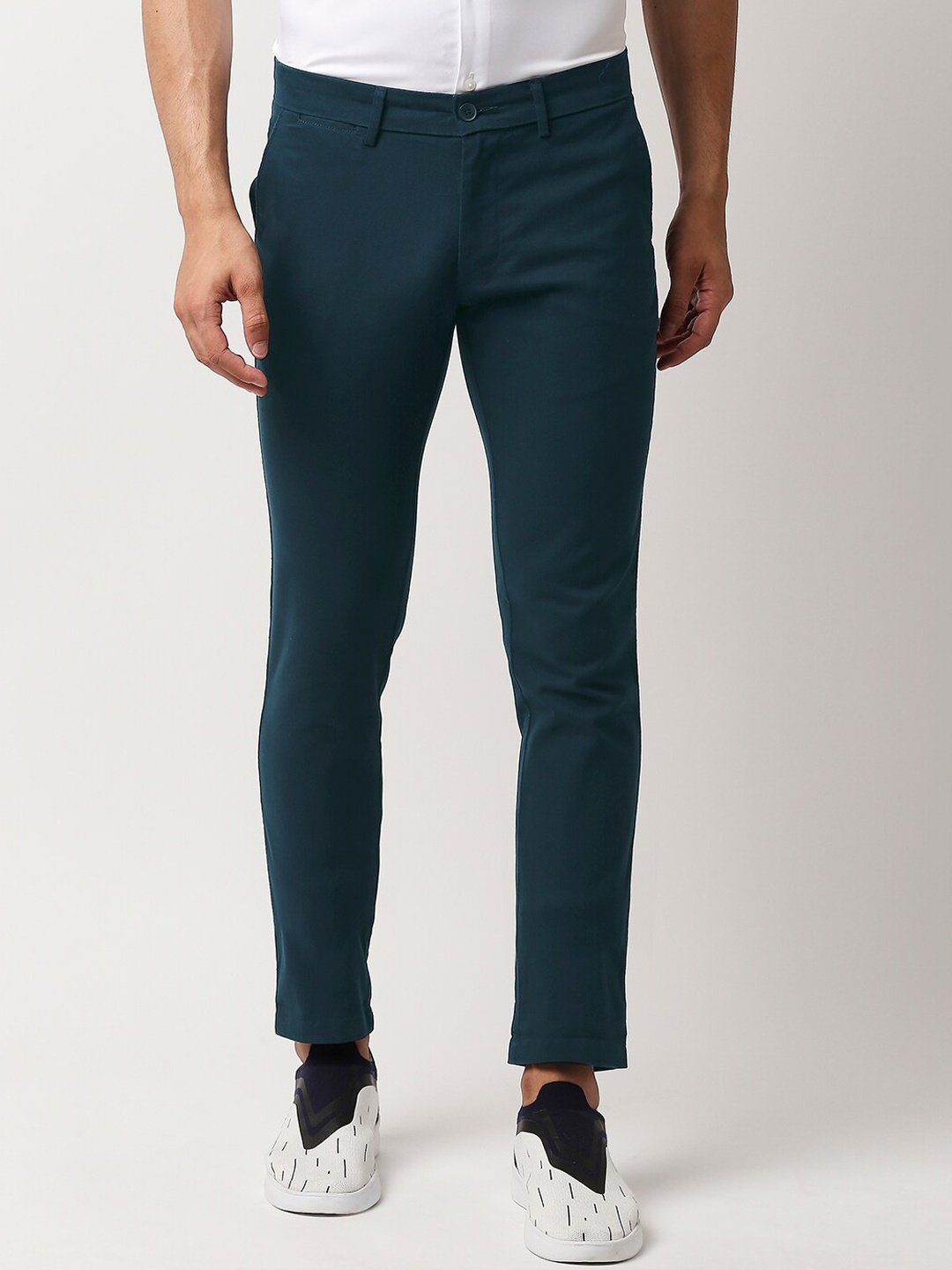 

Basics Men Navy Blue Mid Rise Tapered Fit Trousers