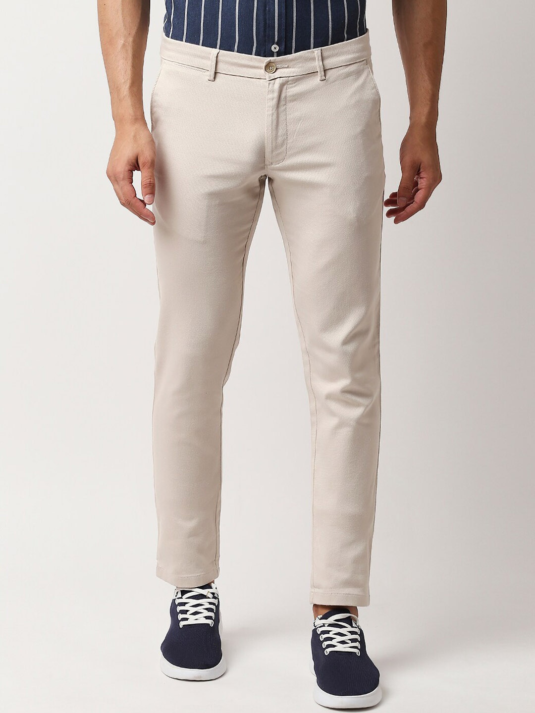 

Basics Men Beige Tapered Fit Trousers