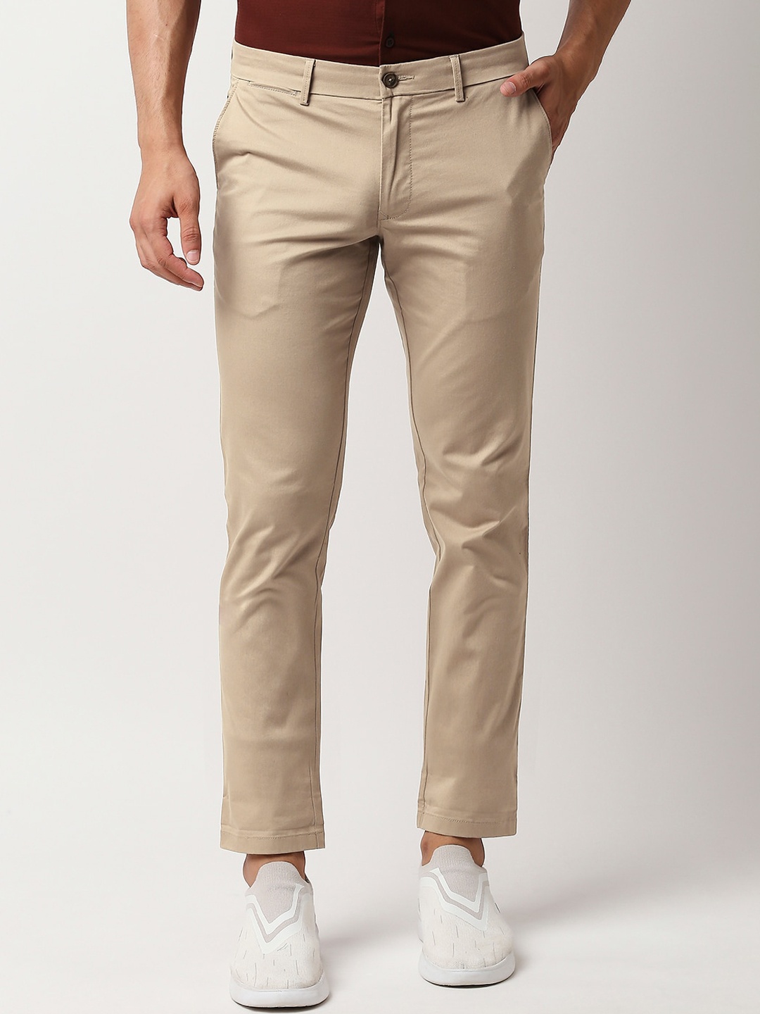 

Basics Men Khaki Tapered Fit Chinos Trousers
