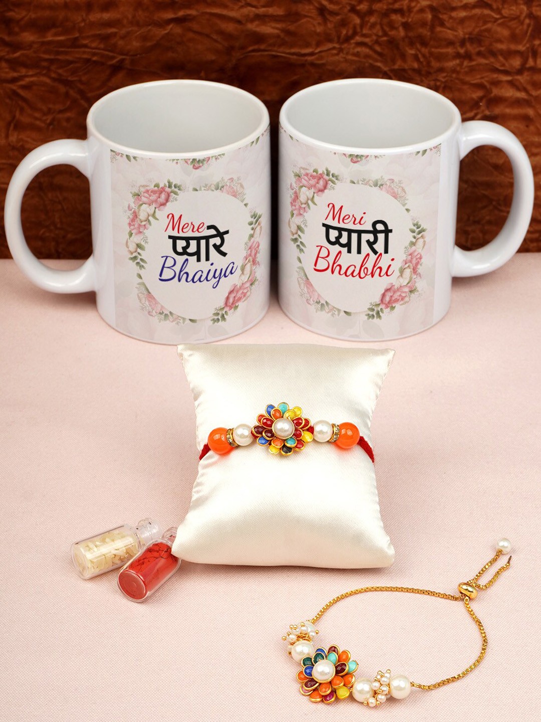 

Crazy Corner Set f 2 Gold Toned Bhaiya Bhabhi Rakhi And Mug Combo
