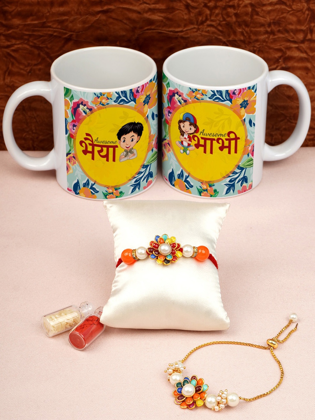 

Crazy Corner Set Of 2 Multi-Coloured Mug & Rakhi Home Gift Set, White