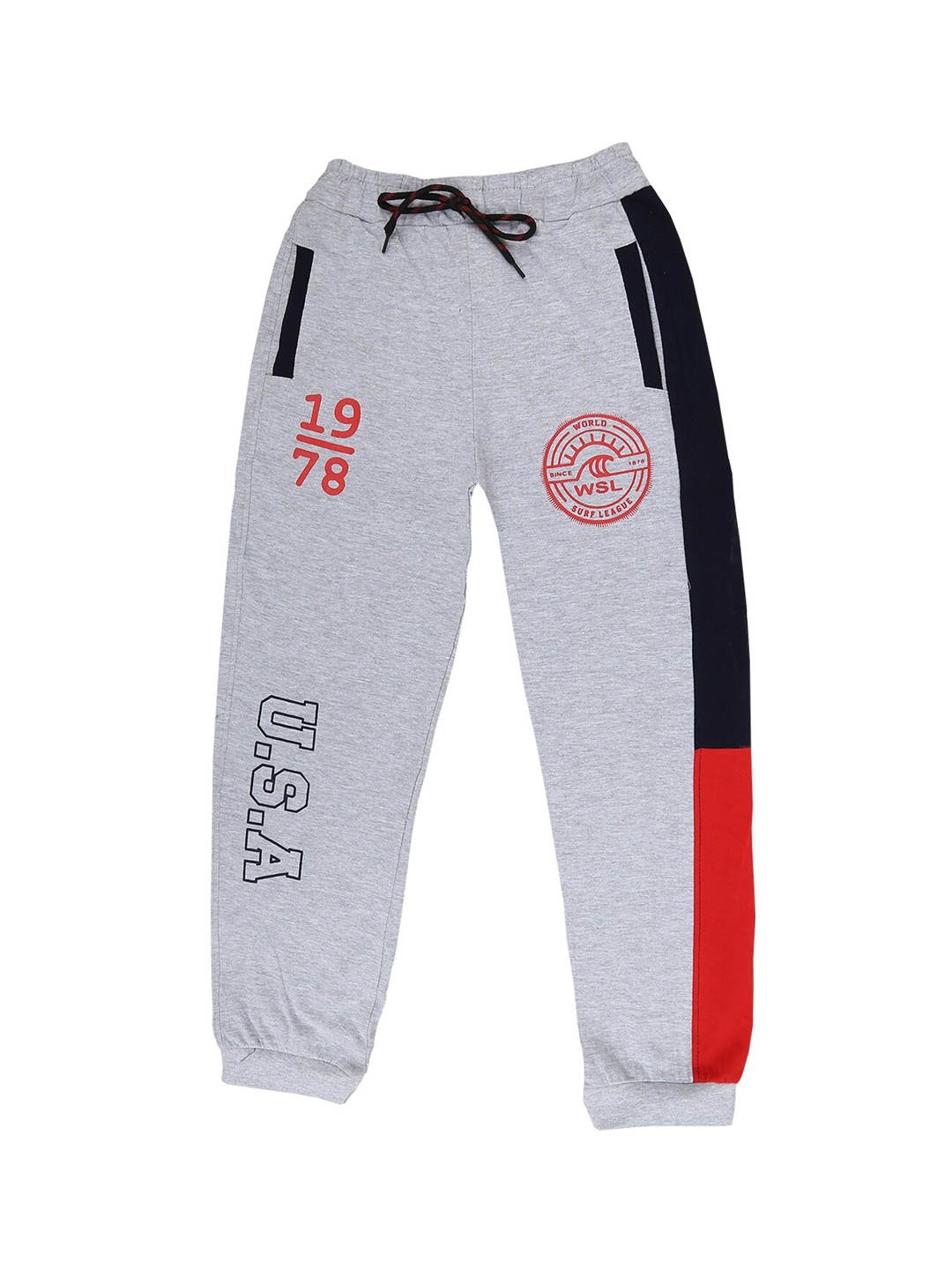 

VMart Boys Grey Printed Cotton Lounge Joggers, Grey melange