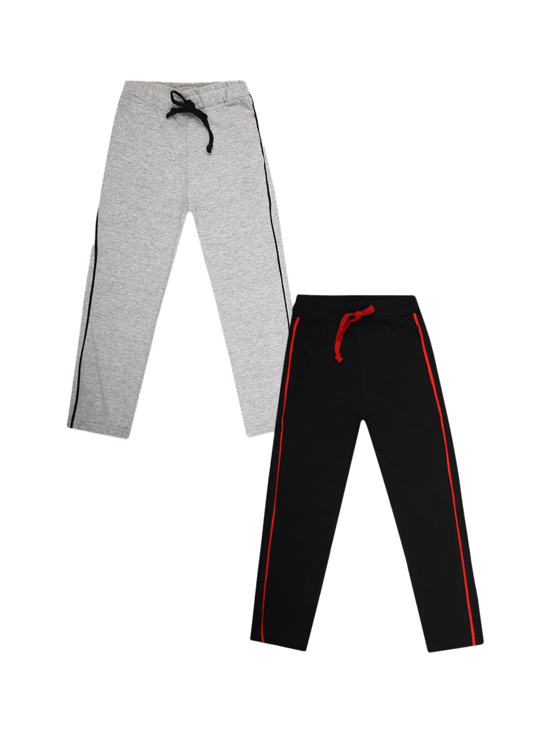 

V-Mart Boys Set Of 2 Solid Cotton Single Jersey Lounge Pants, Grey