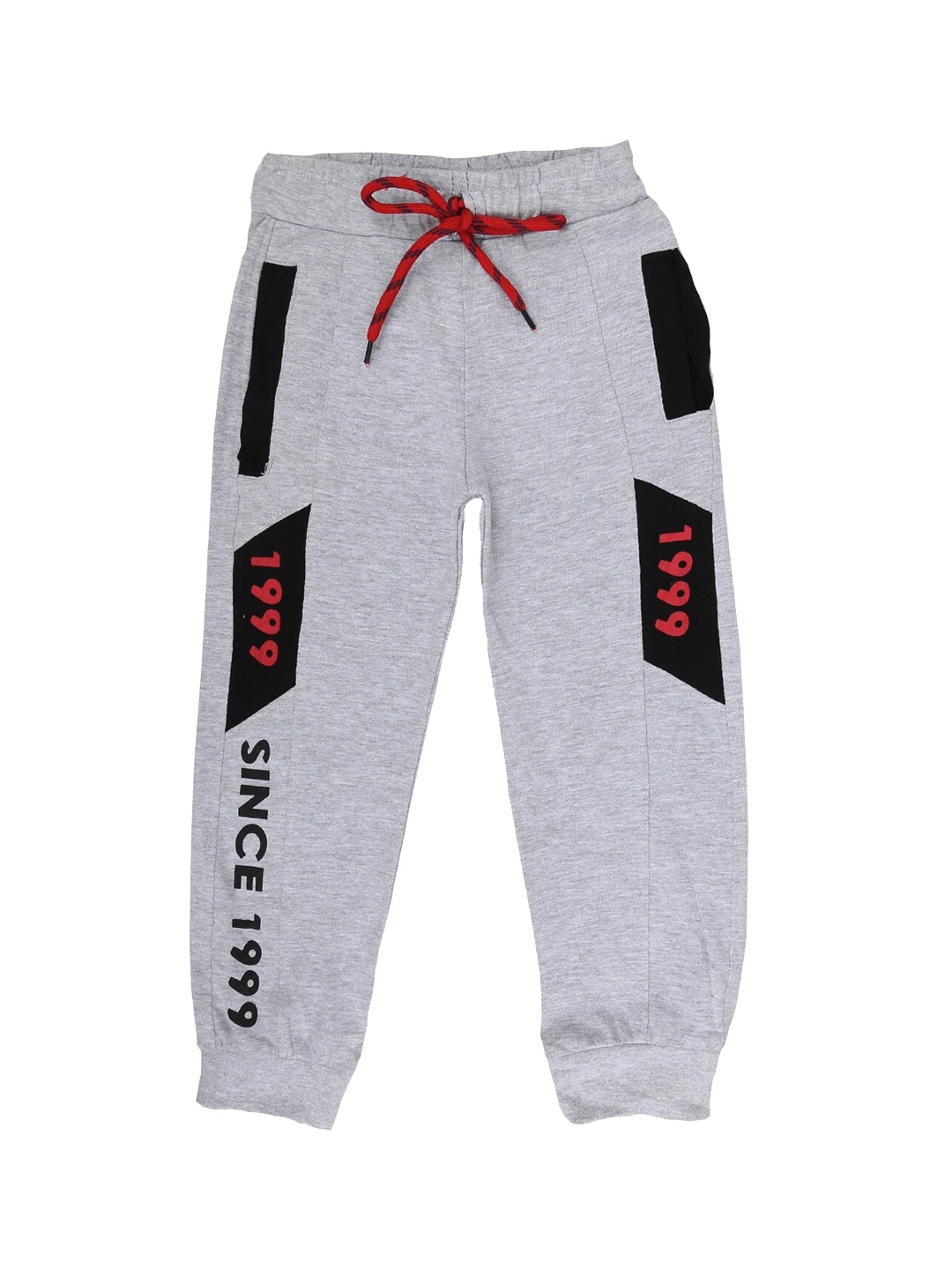 

V-Mart Boys Grey Printed Cotton Joggers, Grey melange