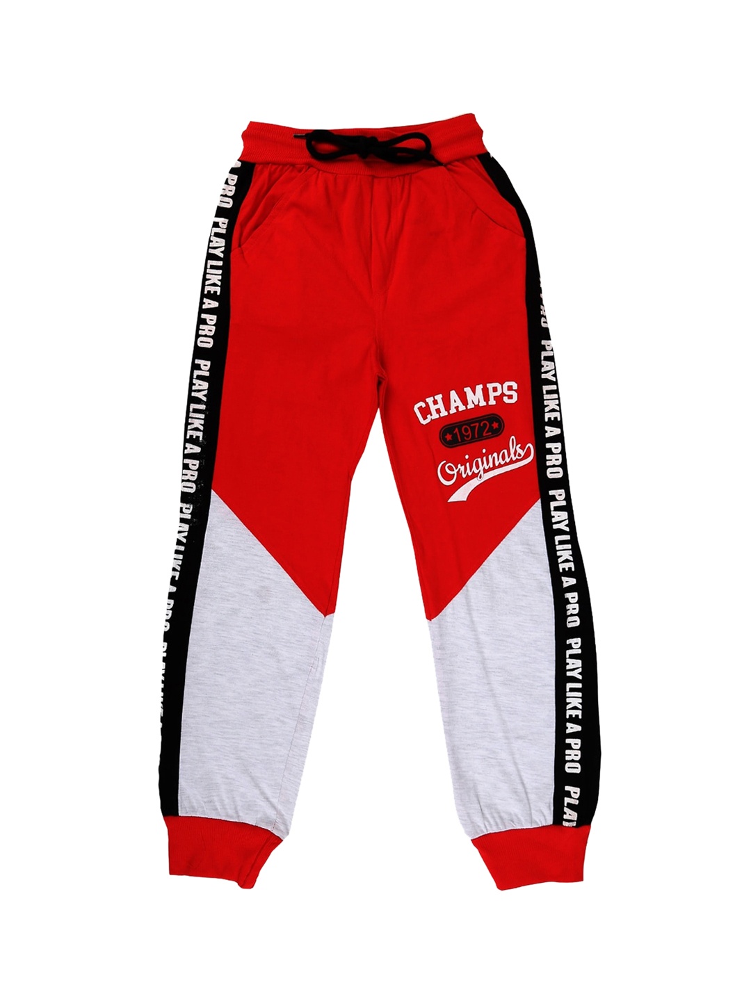 

VMart Boys Red Colorblocked Cotton Lounge Joggers