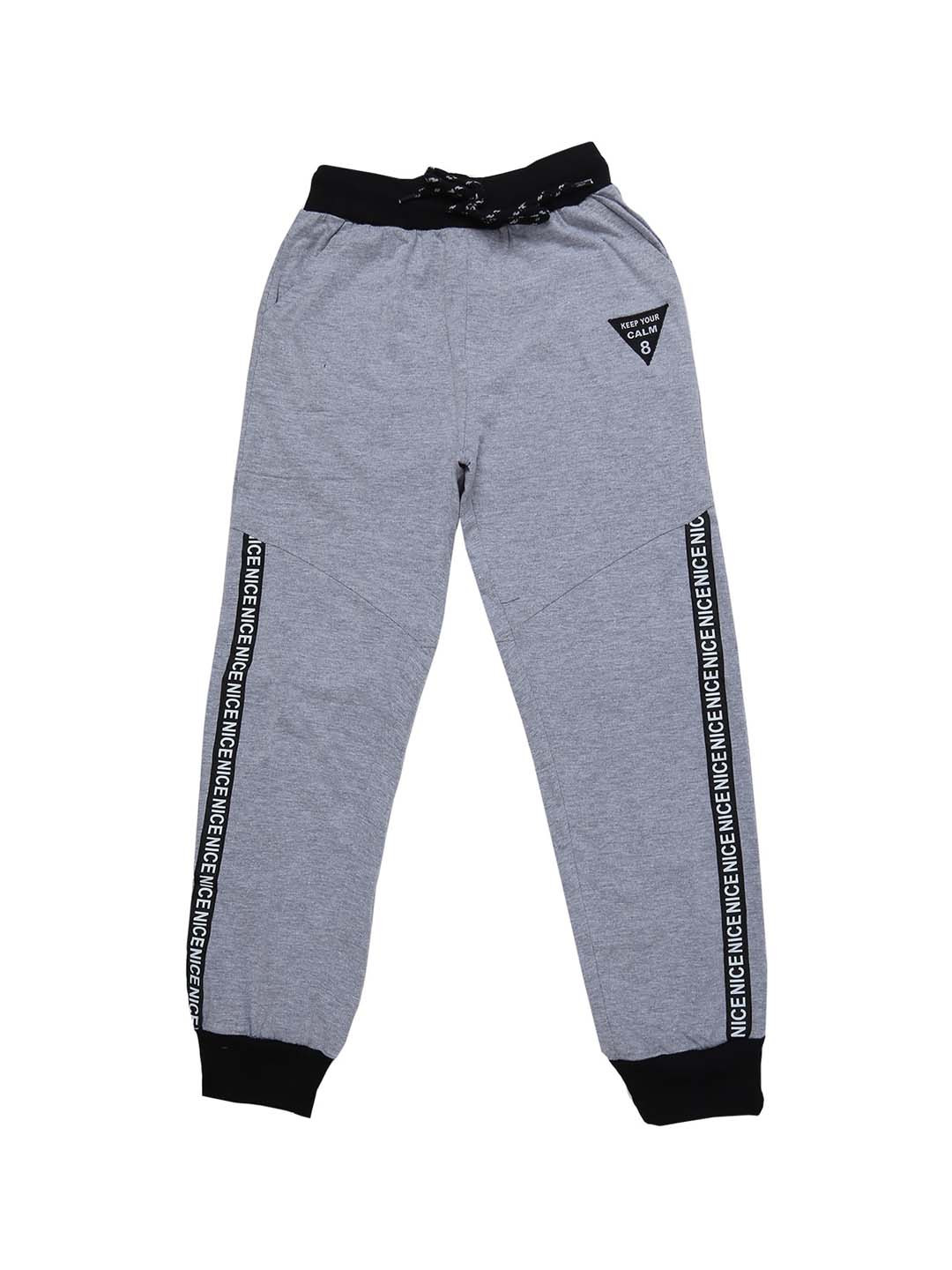 

V-Mart Kids-Boys Grey Melange Printed Cotton Joggers