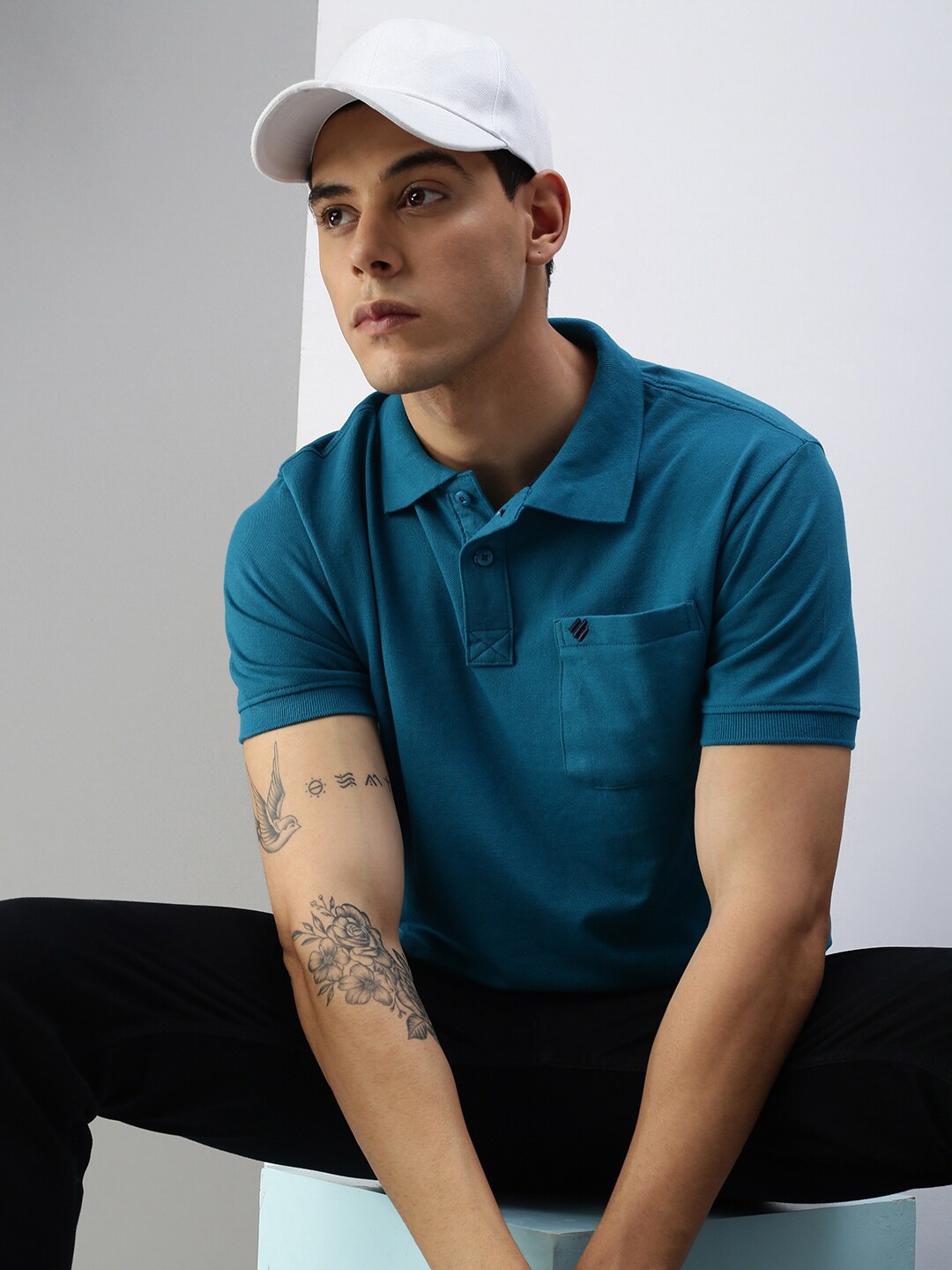 

ONN Men Blue Polo Collar T-shirt