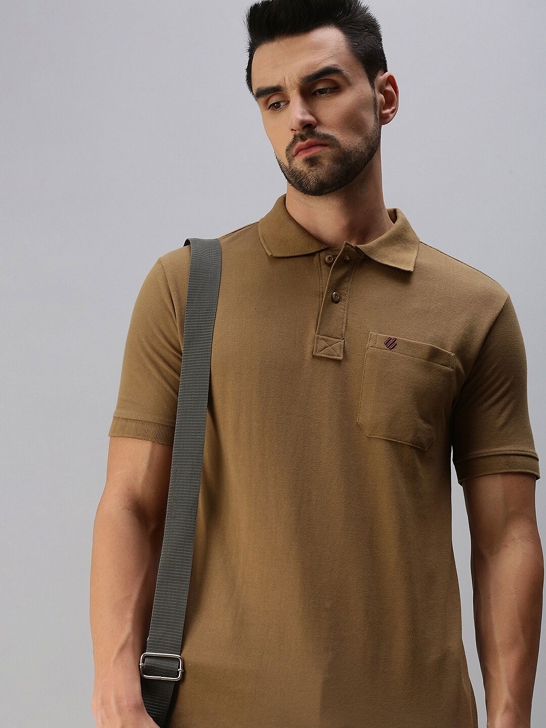 

ONN Men Beige Polo Collar T-shirt