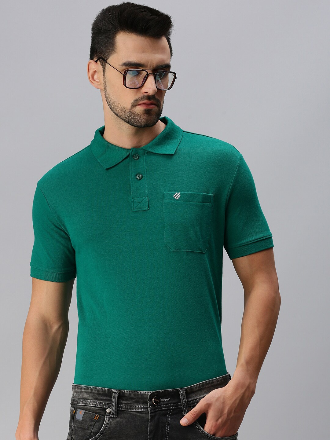 

ONN Men Green Polo Collar T-shirt