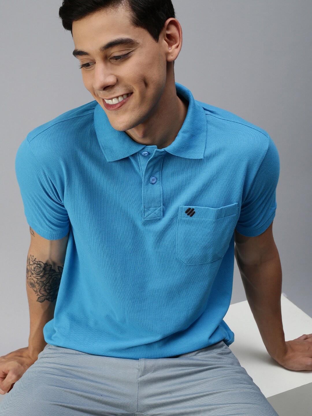 

ONN Men Blue Polo Collar T-shirt