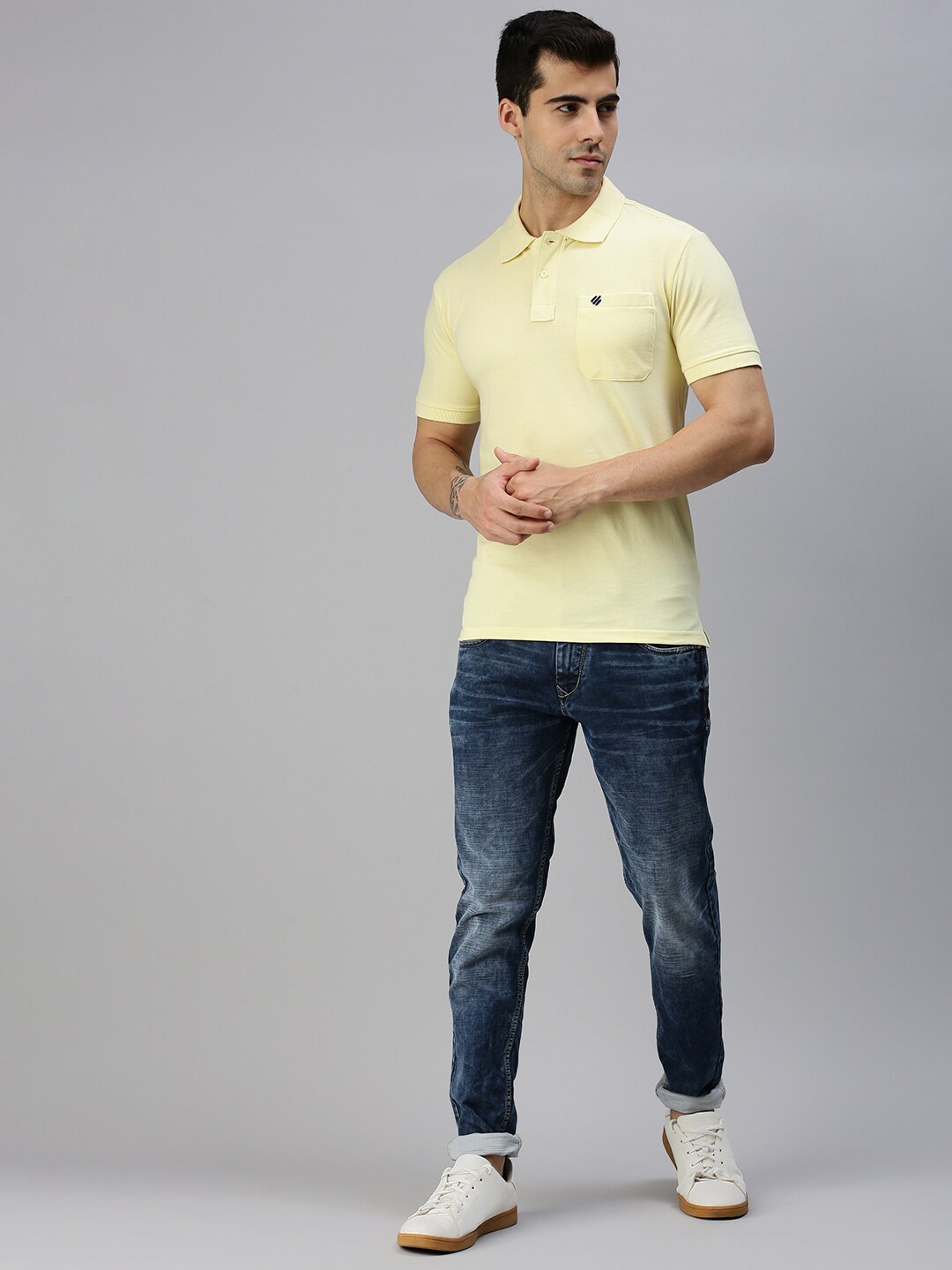 

ONN Men Yellow Polo Collar Plus size T-shirt