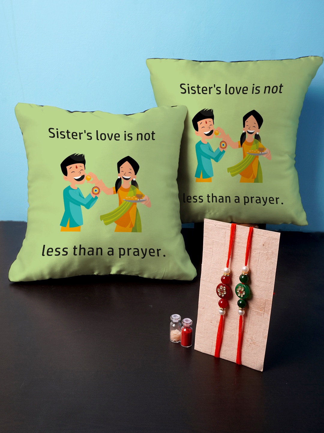 

Crazy Corner Blue Cushions & Rakhi Gift Set