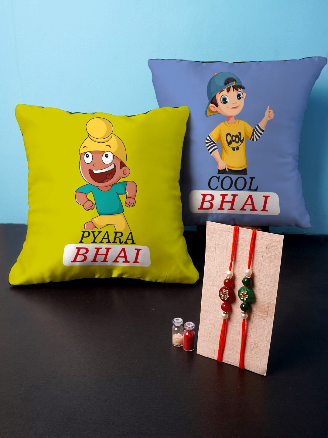 

Crazy Corner Set Of 2 Cushion & Rakhi Combo, Red