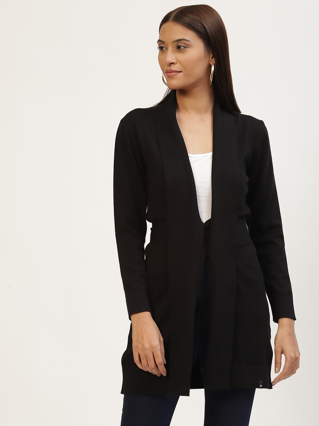 

Monte Carlo Women Black Solid Front Open Sweater