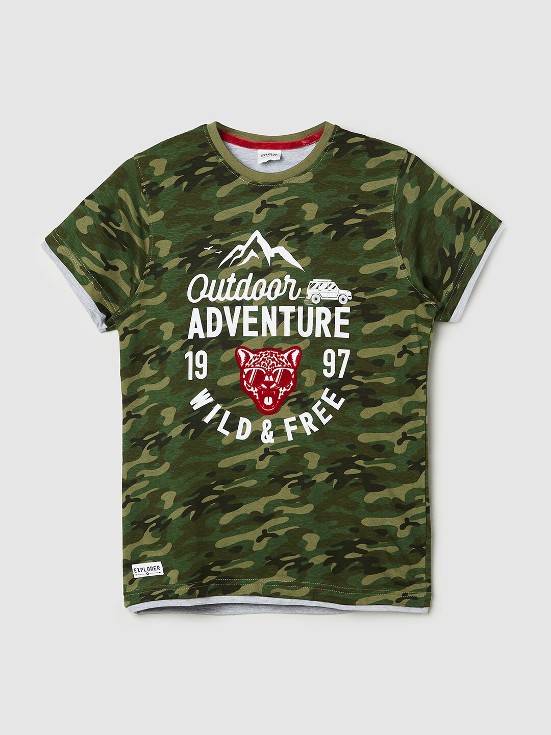 

max Boys Olive Green Typography Printed T-shirt