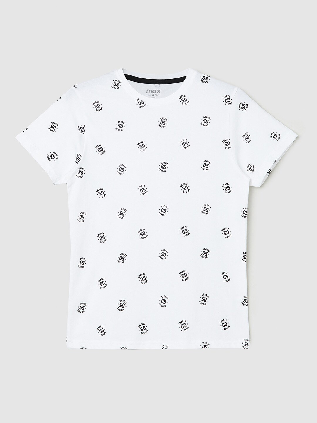 

max Boys White Typography Printed Cotton T-shirt