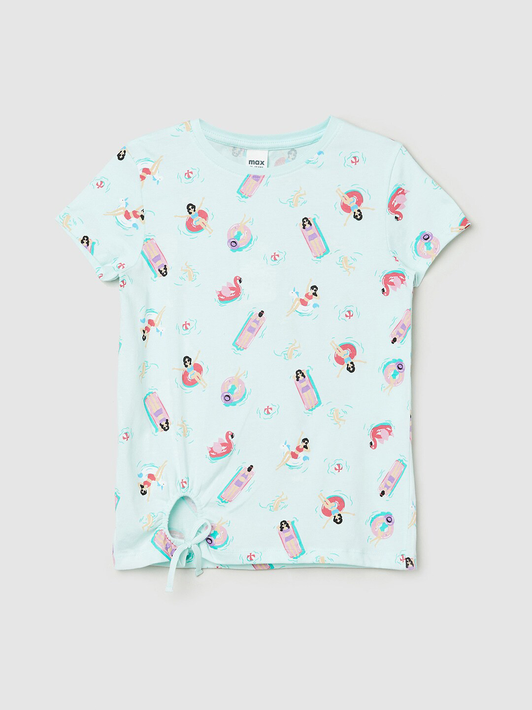 

max Girls Light Green Printed T-shirt