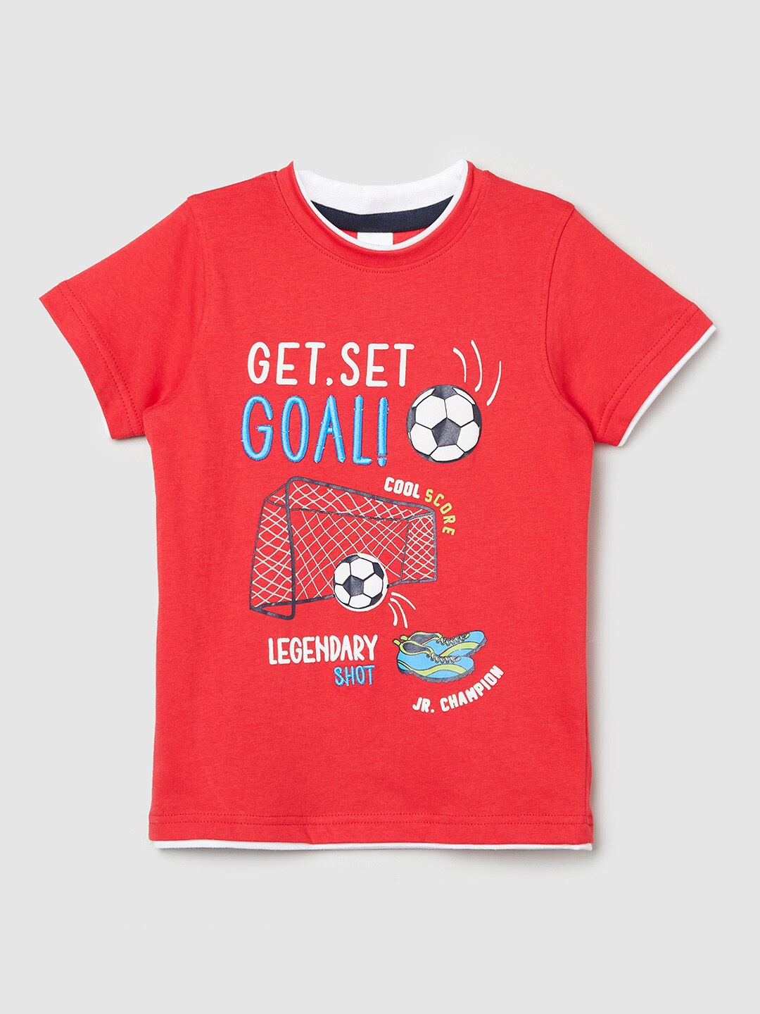 

max Boys Red Printed Regular Fit T-shirt