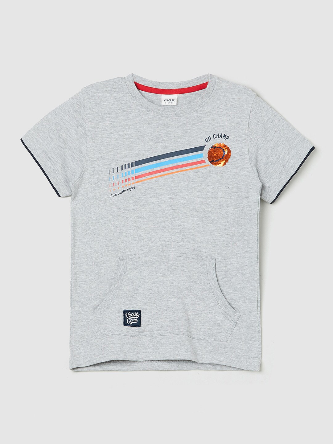 

max Boys Grey Typography T-shirt