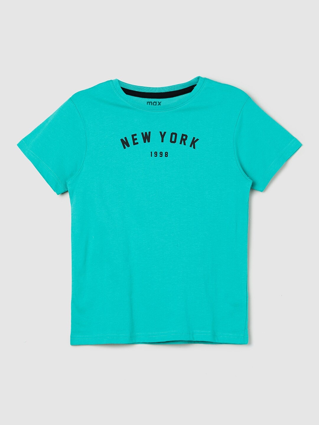 

max Boys Turquoise Blue Typography Printed T-shirt